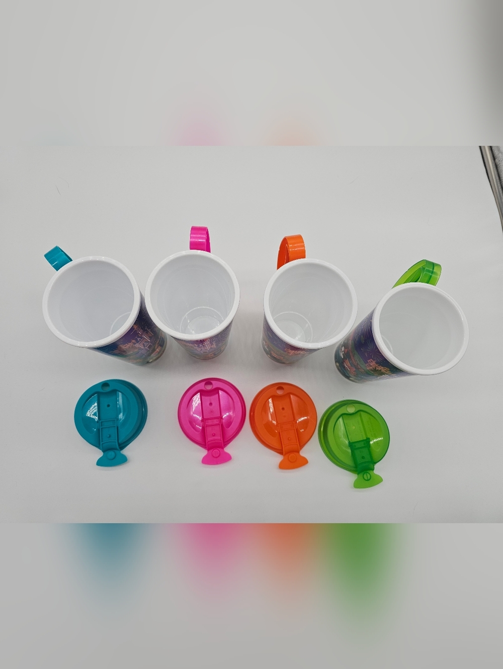 Disney-Themed Reusable Party Tumbler Cups with Color Handles - Set of 4 - Picture 2 of 2